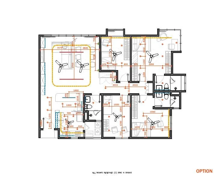 Interior drawing-set excerpt with private title block cropped